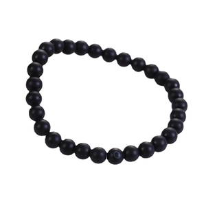 Minimalist 6mm matte black natural stone beaded bracelet for men and women in circular layout