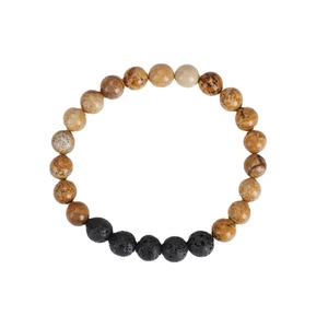 Bracelet fait main en perles de pierre de carte naturelle et roche de lave noire