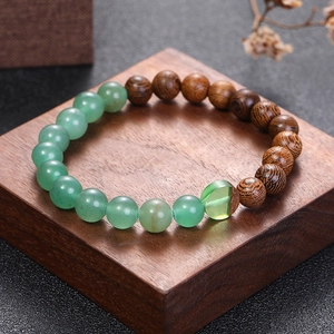 Bracelet en Perles de Bois de Wengé et Pierre Naturelle Vintage Pour Hommes Femmes Bijoux Boho Fait Main Zen Yoga