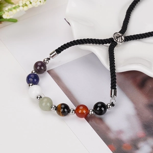 Bracelet tressé aux sept pierres de chakra avec arbre de vie et cordon réglable