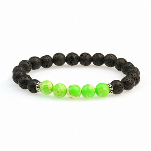 8mm schwarzes Lavastein- und grünes Tigerauge-Yoga-Energiearmband für Damen