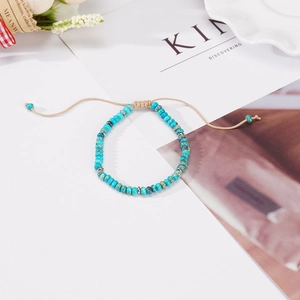 Natural Stone Beaded Bracelet For Women Men Woven Adjustable Rope Bracelet Handmade Agate Turquoise Healing Energy Jewelry Gift