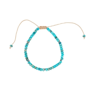 Vintage natural stone beaded bracelet with turquoise marble texture and macrame knot