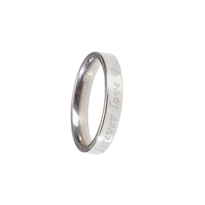 Bague en argent poli avec gravure forever love et cœur pour les couples