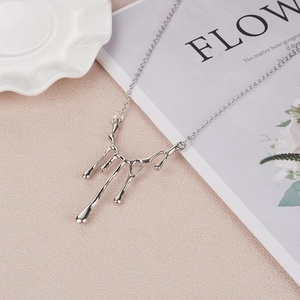 Collier Pendentif Goutte d'Eau de Lave Liquide Minimaliste Pour Femmes Punk Argent Métallique Alliage Chaîne de Pull Géométrique