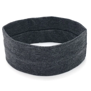 Elastic sweat-wicking yoga headband in dark grey knit fabric for sports and running