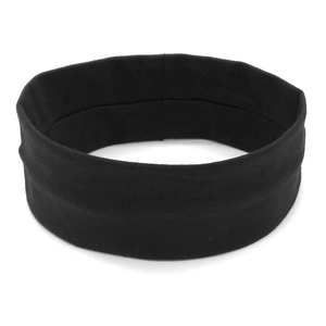 Close-up of black elastic knitted headband texture for sports and yoga moisture wicking