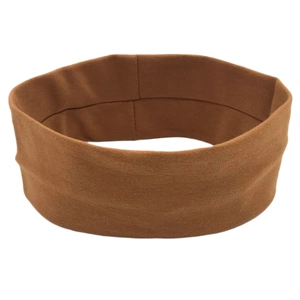Deep brown elastic sport headband for yoga and fitness with soft knitted texture