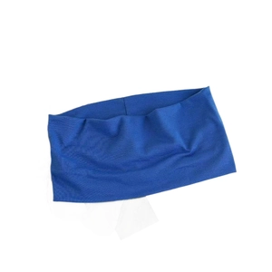 Bright blue elastic yoga headband made of breathable knitted fabric for sports and fitness
