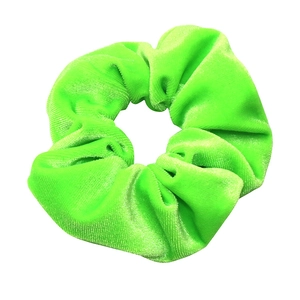 Elastico per capelli in velluto verde neon con consistenza morbida e fascia elastica
