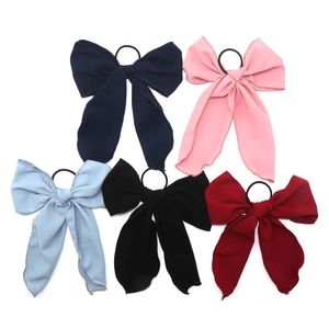 Women Large Bow Ribbon Hair Scrunchies Solid Color Chiffon Fabric Elastic Hair Ties Fashion Elegant Ponytail Holder Accessories