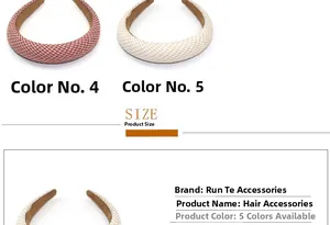 Detail of plaid sponge headbands featuring classic checkered fabric and non-slip inner lining