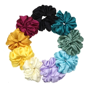 Large Satin Hair Scrunchies Fashion Solid Color Oversized Silk Like Elastic Hair Ties Ponytail Holder Women Accessories