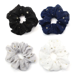 Chouchous Style Coréen Ciel Étoilé Tissu Élégant Étoile Dorée Attaches de Cheveux Accessoires de Mode Pour Femmes
