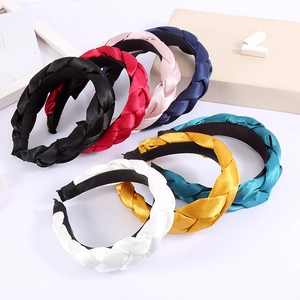 French Retro Braided Headband Satin Velvet Artificial Pearl Twist Wide Hairband High Top Hair Accessories For Women Party Wedding