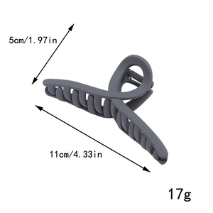 Pince à cheveux minimaliste gris foncé mat avec ressort argenté, affichage de 11cm