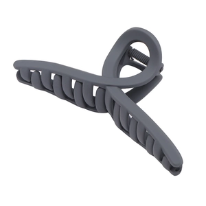 Pince à cheveux moderne gris foncé mat avec un design croisé élégant et une tenue sûre