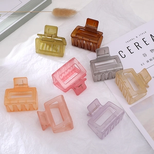 Minimalist hollow square hair claws set in assorted Morandi colors for women