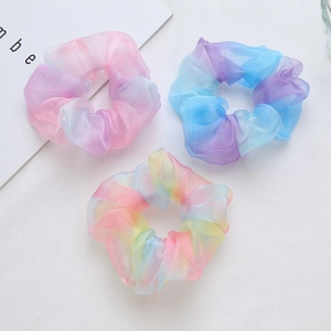 Gradient Organza Scrunchies Für Damen Koreanischer Stil Sommer Mesh Bunte Elastische Haarbänder Süße Fee Haarschmuck