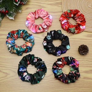 Weihnachten LED Leuchtend Satin Haargummi Weihnachtsmann Schneeflocke Druck Elastisches Haarband Damen Festlich Party Haarschmuck
