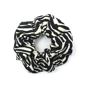 French vintage zebra pattern oversized scrunchie hair tie with black and white stripes