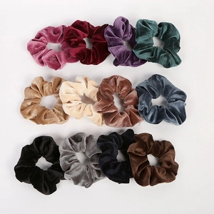 Chouchous en Velours Doux pour Femmes Couleur Unie Grands Élastiques à Cheveux Élégants avec Fermeture Éclair Cachée Accessoires de Coiffure