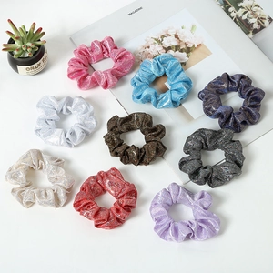 Fashion Shiny Glitter Fabric Scrunchie High Elastic Hair Ring For Women Vintage Korean Style Sequin Hair Accessory Daily Headwear