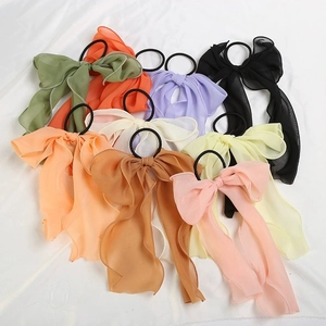 Korean Style Chiffon Bow Hair Ties With Long Streamers Elegant Sweet Scrunchies For Women Daily Party Hair Accessories