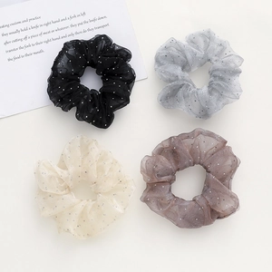 Chouchous Élégants en Organza avec Strass Brillants à Pois Élastiques à Cheveux pour Femmes Accessoires de Mode