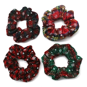 Elastici per Capelli Scrunchies Natalizi con Fiocchi di Neve e Plaid per Donna Elastici in Maglia Accessori per Capelli Festivi