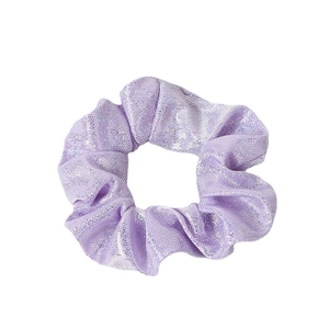Sparkly purple fabric scrunchie with glitter sequins for women's hair styling
