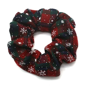 Elastico per capelli natalizio in maglia con fiocchi di neve rosso e verde