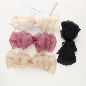 Grande Pince à Cheveux Nœud en Dentelle pour Femmes Élégante Pince à Ressort en Organza Épingle à Cheveux Papillon
