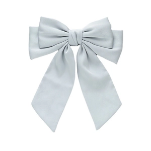 Pince à cheveux élégante en tissu gris clair multicouche avec de longs rubans fluides