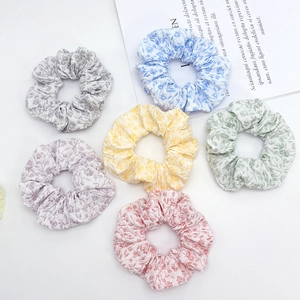 French Style Floral Scrunchies Soft Fabric Pleated Hair Ties For Daily Travel Fashion Elegant Women Hair Accessories Headbands