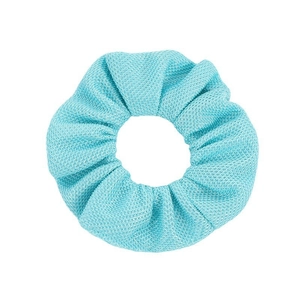 Light blue corn grain mesh scrunchie for women with breathable textured fabric