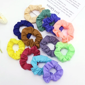 Chouchou en Tissu Couleur Unie pour Femmes Tricoté Grand Anneau de Cheveux Bande Élastique Accessoire