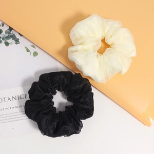 Eleganti Scrunchies Oversize in Pizzo Organza Semplice Stile Coreano Pieghettati Elastici per Capelli Donna Ragazze Gioielli