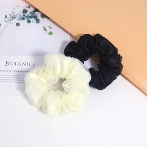 Eleganti elastici per capelli in pizzo organza color crema e nero per acconciature