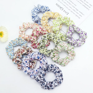 Women Floral Fabric Scrunchies Korean Style Elastic Hair Bands Pastoral Print Hair Ties Fashion Hair Accessories For Daily Use