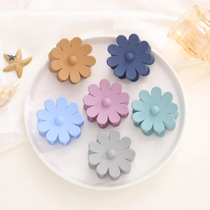 Lot de six pinces à cheveux fleurs mates aux couleurs Morandi sur soie blanche et plateau