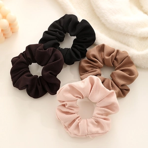 Vintage French Style Ribbed Fabric Hair Scrunchie Large Elastic Hair Tie Bun Holder For Women Elegant Daily Hair Accessories