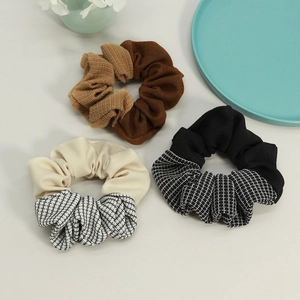 Elegant Patchwork Fabric Scrunchies Plaid Pattern Handmade Elastic Hair Ties Fashion Commuting Hair Accessories For Women
