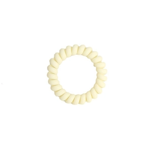 Elastisches Spiral-Haargummi in Matt-Creme mit minimalistischem Telefonkabel-Design