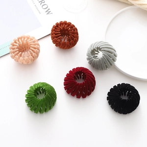 Velvet Expandable Bird's Nest Hair Clip For Women Lazy Hair Bun Maker Matte Flocking Geometric Hair Claw Accessories