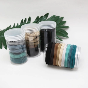 Seamless High Elastic Hair Ties For Women Kids Ribbed Scrunchies Hair Bands Ponytail Holder With Portable Jar Packaging