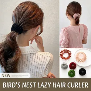 Nesting bird nest hair ring tool for ponytail and bun styling in multiple colors