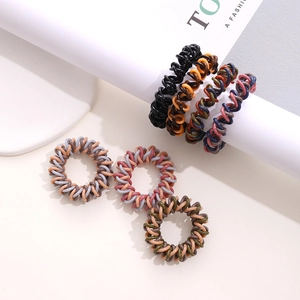 Three-strand telephone wire hair ties set with colorful elastic spiral hair coils