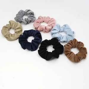 Vintage French Velvet Plaid Scrunchies Textured Fabric Hair Ties Elastic Hair Bands For Women Daily Hair Accessories