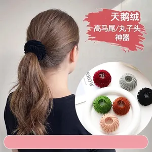 Velvet bird nest hair ring expander for stylish buns and ponytails in multiple colors